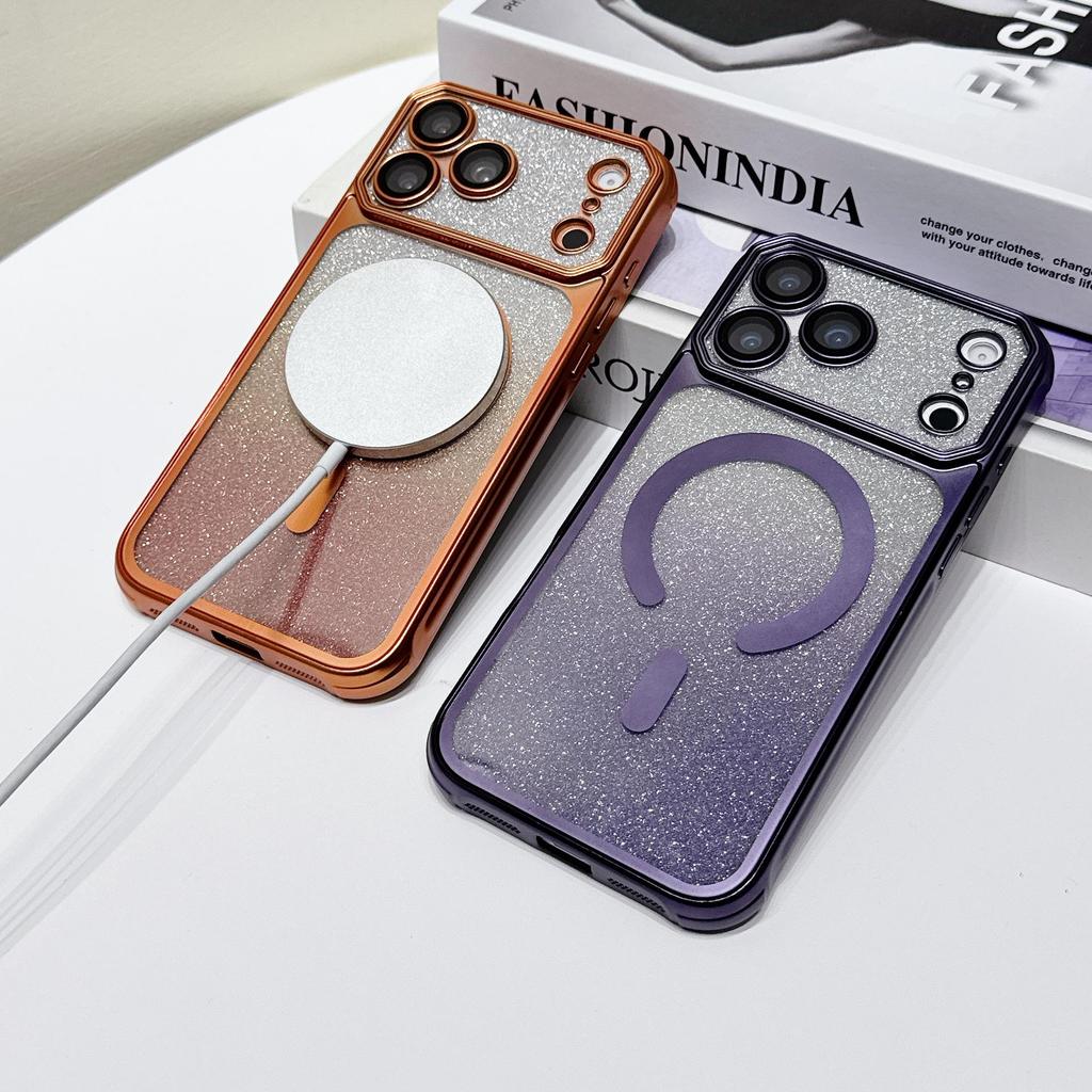 iPhone 16 Pro Max Glitter Gradient Magnetic TPU Case for Large Window Apple 17 Series
