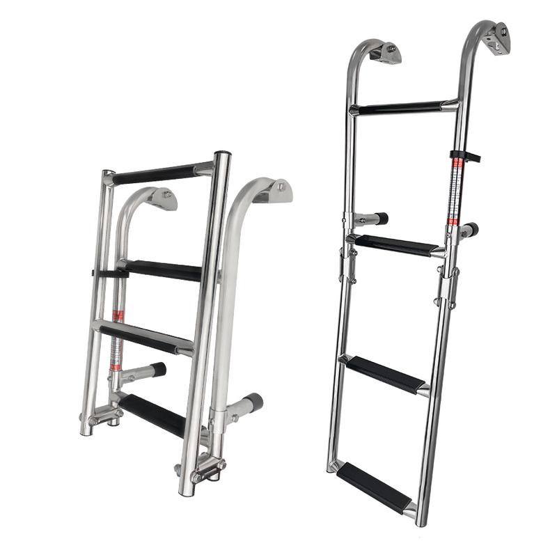 4 Step Marine Boat Accessories Stainless Steel Folding Ladder Marine Pontoon Ladder 2+2 Step for yacht