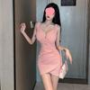 Night Club Women's Clothing Work Clothes, Sexy Work Clothes, Hollow Low-cut Clothing, Deep V-neck Thin Suspender Dress