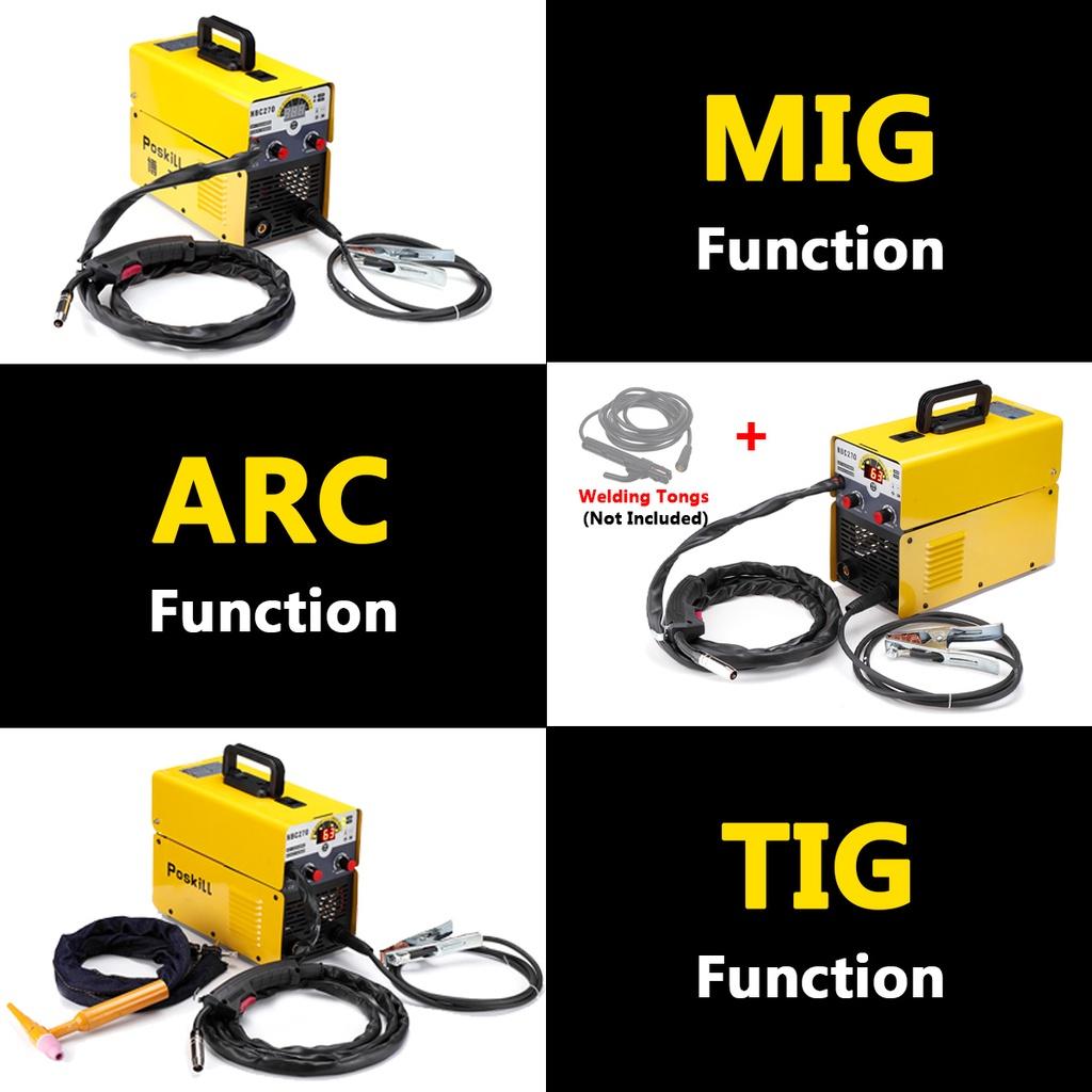 3 In 1  Mig Welding Machine Semi-Automatic Inverter Tig Argon Arc Gas-Less Mig Welder Synergy MIG ARC TIG Welder 31.5*15.5*23cm