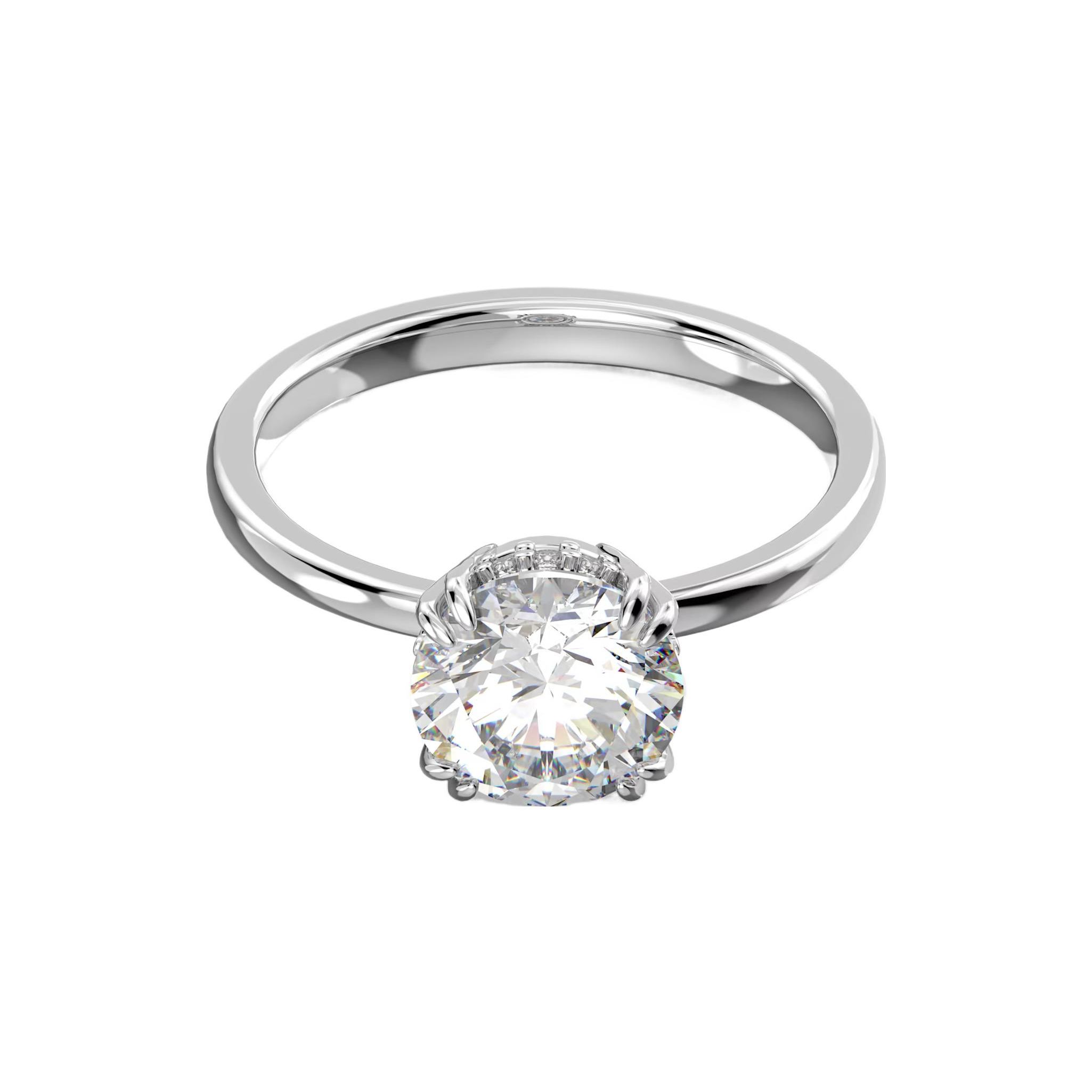 Swarovski Constella Princess Cut Rhodium Plated Ring Women rings White 5642637 Box (Random Color),58