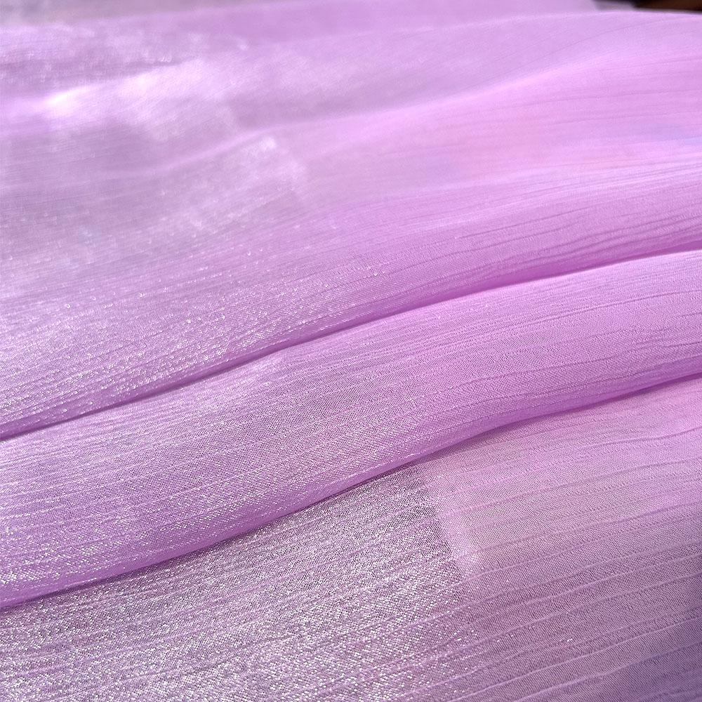 Glitter Shiny Crinkled Sheer Crepe Chiffon Fabric Lightweight Soft Thin Transparent Wrinkled Fabric for DIY Dress Skirt Clothes