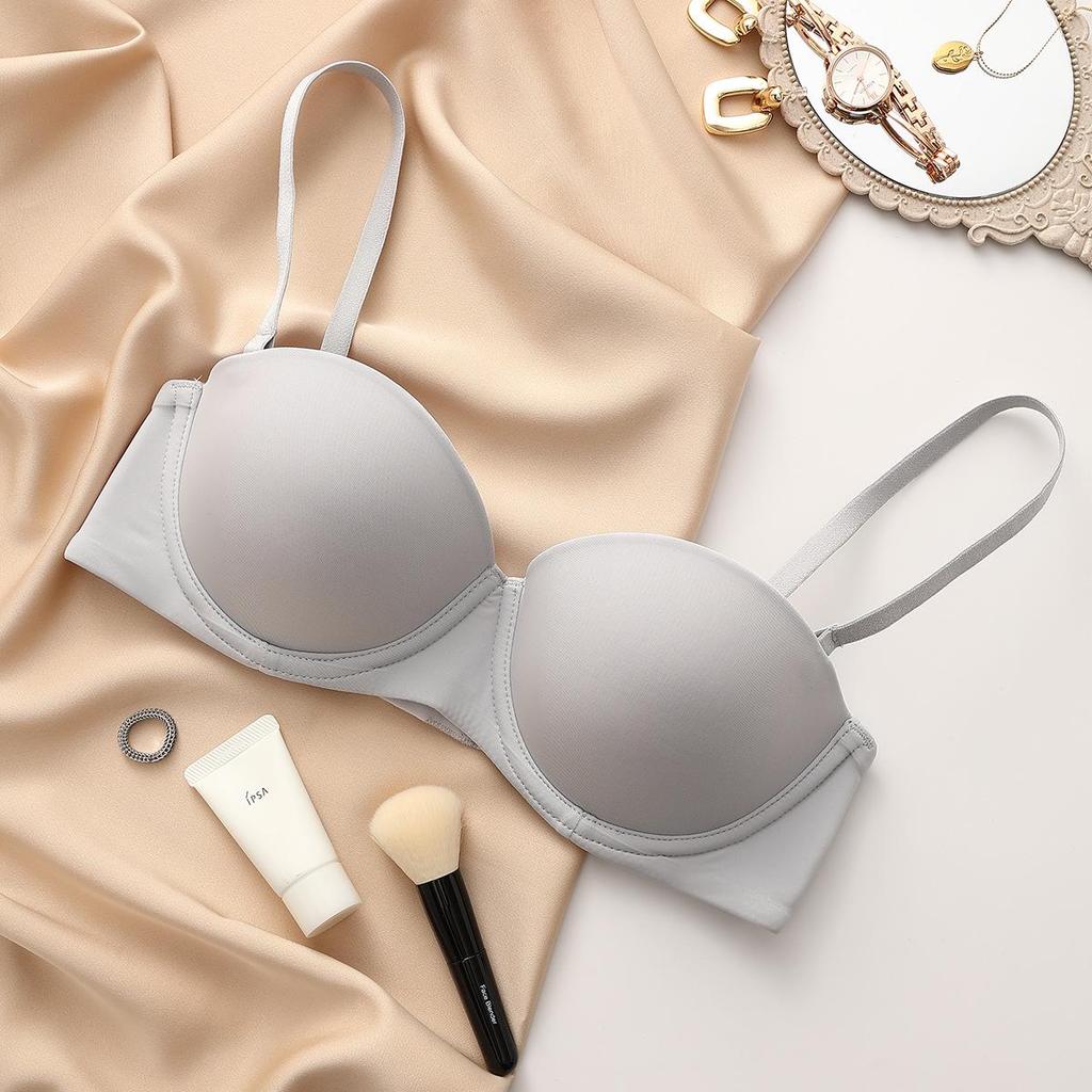 Damen trägerloser BH: Sexy, Glatt, Verstellbar, Weicher Bügel, Halbschalen-Design für kleine Brust.