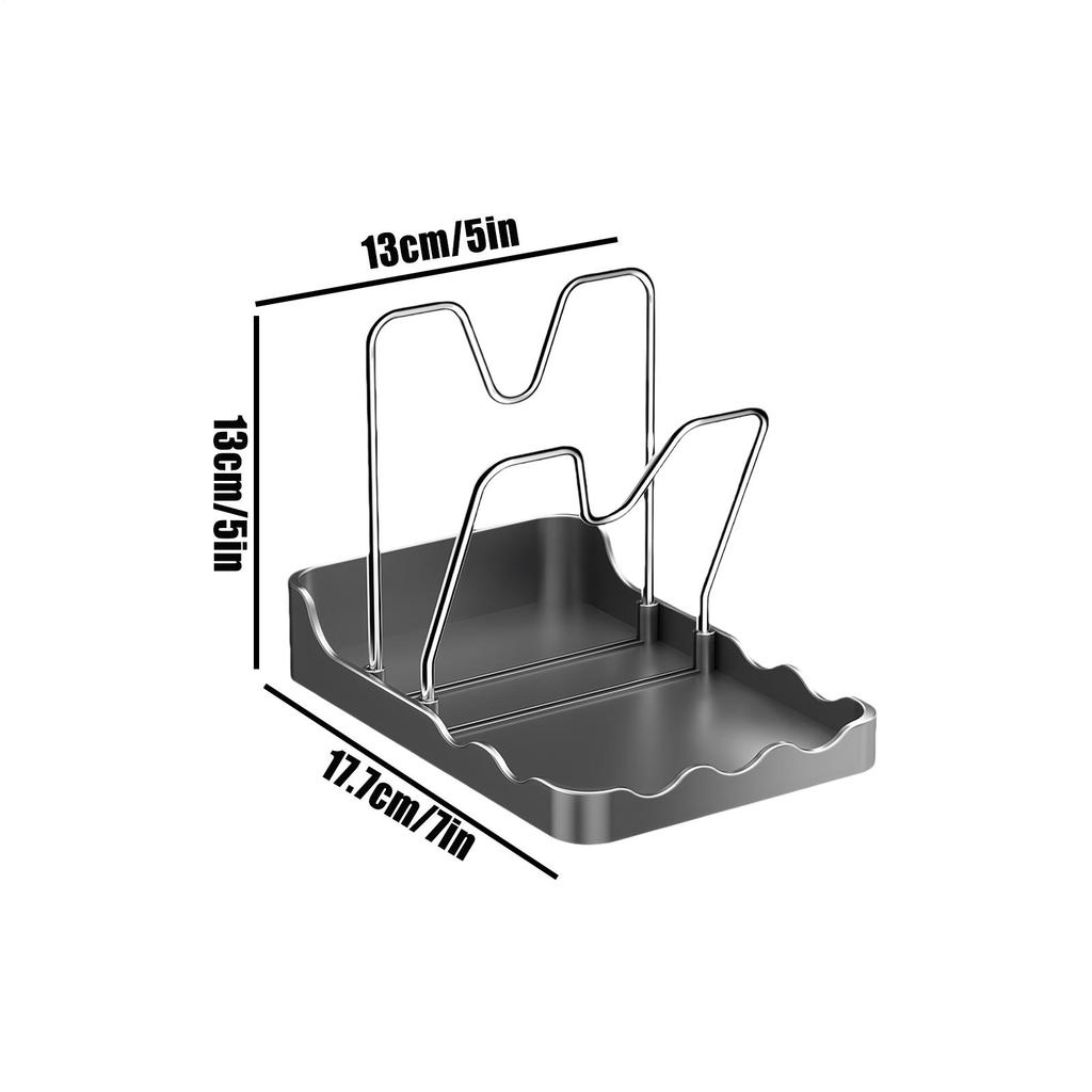 Double Layer Pot Lid Rack 2-In-1 Lid Storage Rack with 2 Sponge Drainers Countertop Kitchen Storage Rack with Spoon Rest