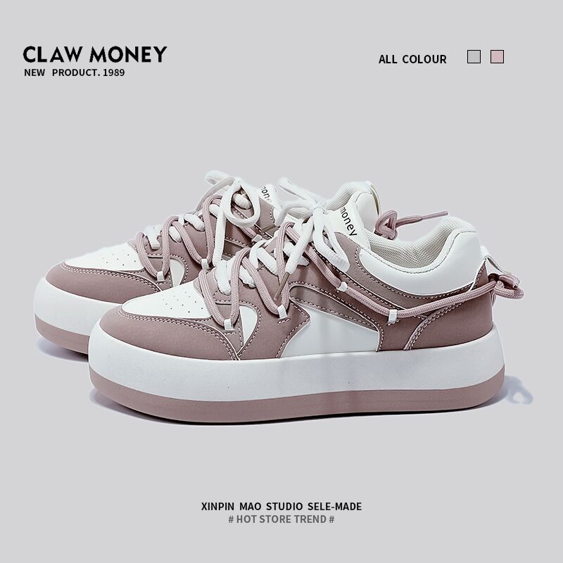 2025 spring and autumn thick-soled little white shoes women's shoes INS tide board shoes niche design sports board shoes casual canvas shoes