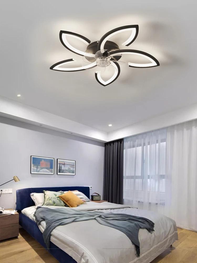 Black ceiling fan light for living room bedroom dining room indoor home lighting decorative light remote control smart lamp