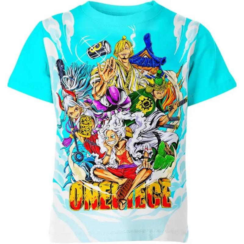 Summer 3D Digital Printing Anime One Piece Men's  Round Neck T-shirt Children Street Fashion Leisure Cosplay Shirt