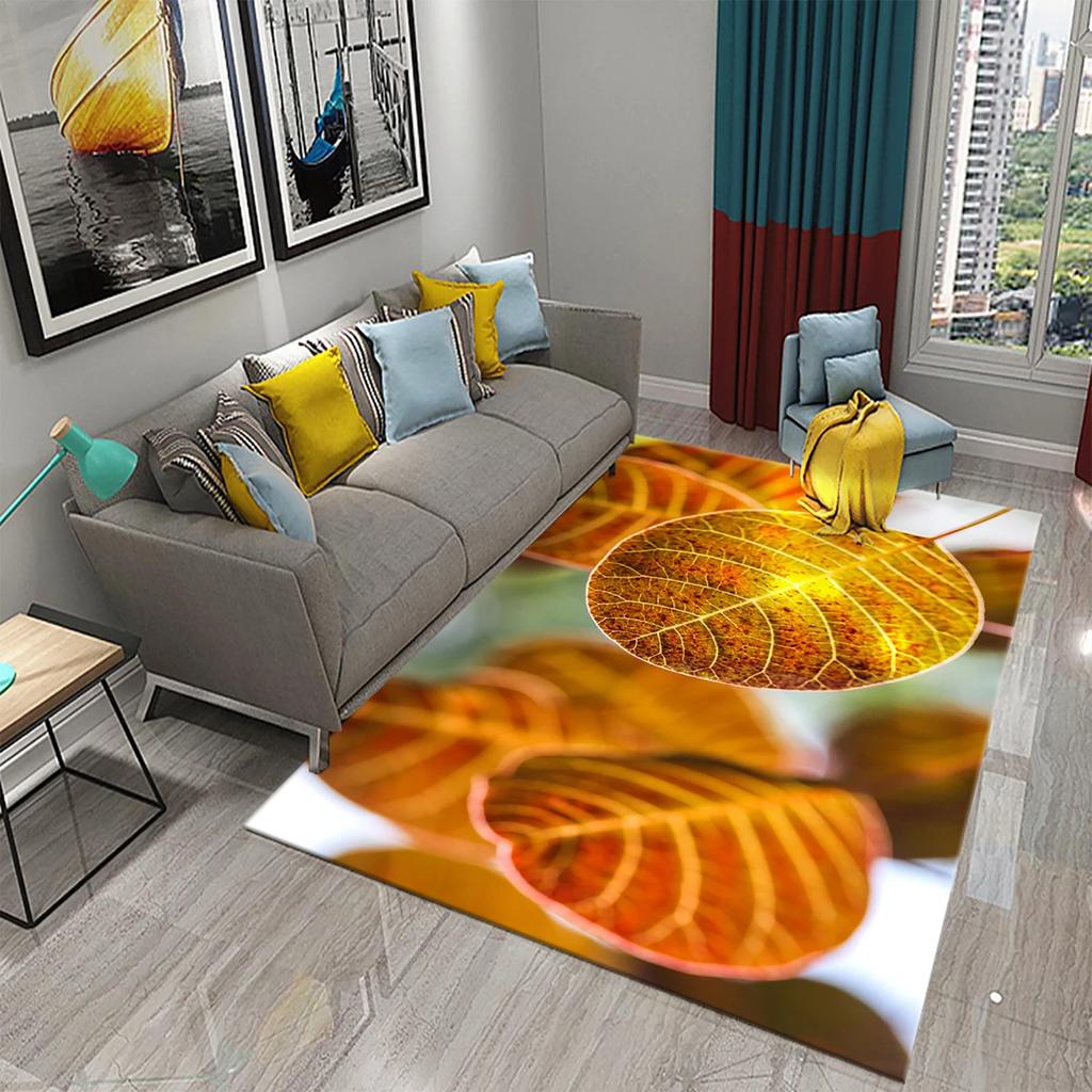 3D Colorful Leaves Carpet for Bathroom Entrance Door Anti-slip Floor Mat Kitchen Rug Mat for Living Room Bedroom Decor Area Mats