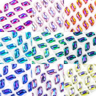 Weichen High-Quality Colorful Special-Shaped Flat-Bottom Hand-Sewn Drill S-Shaped Ab Color Flat Buckle Diy Clothing Rhinestone Jewelry Accessories