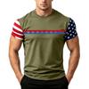 Men's Casual Short Sleeve T Shirt Loose Fit Crew Neck Lightweight Summer Daily Wear Tee with Flag Pattern Sleeve Design