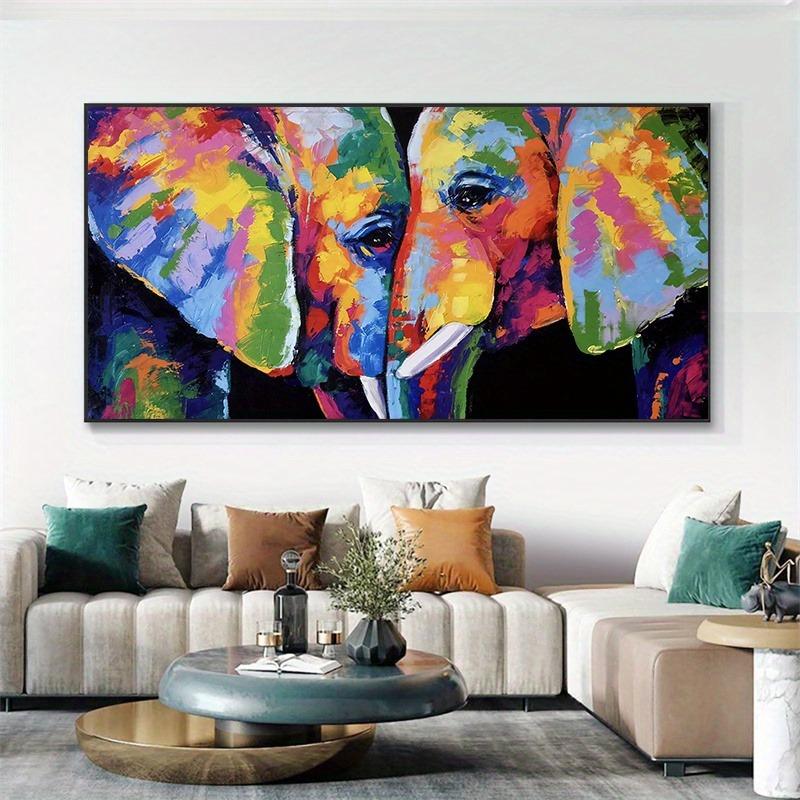 Abstraktes Buntes Elefanten Leinwandgemälde Schwäne Liebe Poster und Drucke Graffiti Tier Wandkunst Bilder für Modernes Wohnzimmer Cuadros Dekor