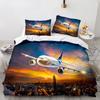 Airplane King Queen Full Duvet Cover Vintage Fighter Bedding Set for Kids Teens Adults Sky Clouds Grey 2/3pcs Soft Quilt Cover
