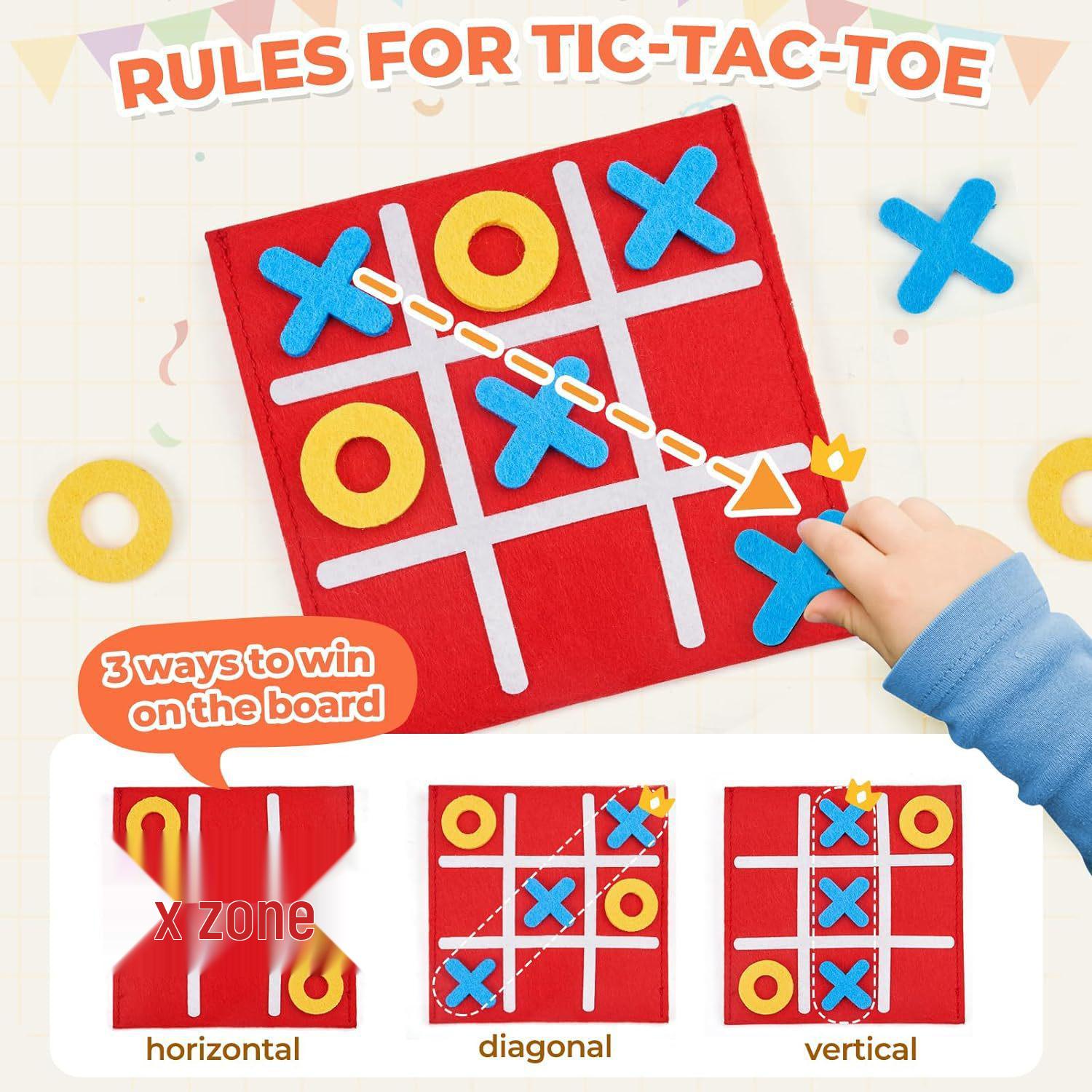 Felt Tic-Tac-Toe Game Board for Parent-Child Interaction and Early Learning Yellow 12×12 cm