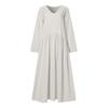 Elegant Long Sleeve V Neck Sundress Women Casual Loose Long Dress Solid Color Fashion
