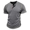 Men's Short Sleeved Shirt Men's 4-button T-shirt Casual Top