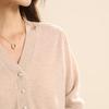 Qianbainian Women's Elegant V-Neck 100% Wool Knit Top