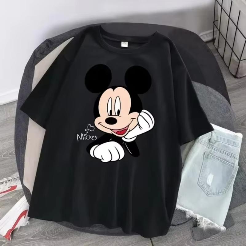 Damen T-Shirt Cartoon Streetwear Mickey Maus Damen Tee Koreanisches Lockeres Kurzarm T-Shirt Sommer Y2k Kleidung Tops