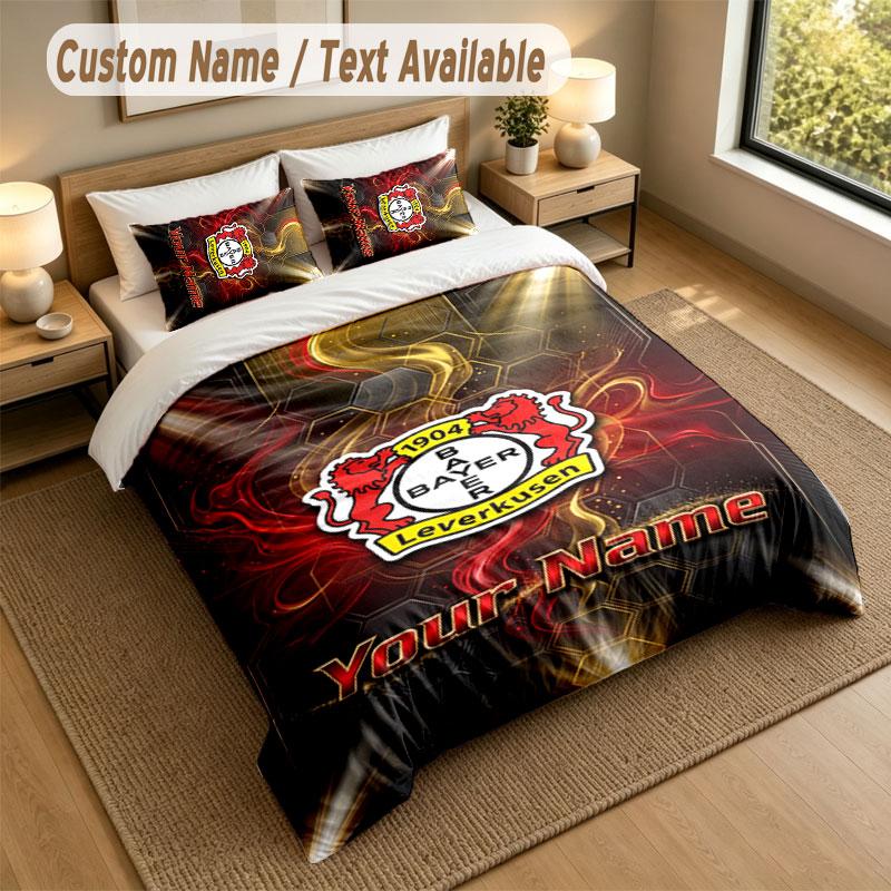 Bedding Set 1 Duvet Cover 2 Pillowcases Bayer Leverkusen Football Print Soft Bed Linen Bedroom Decor