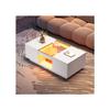 Table Basse Blanche 100x50x35,5 Cm - Avec Couvercle En Verre, Éclairage LED, 2 Tiroirs Et 1 Compartiment Ouvert