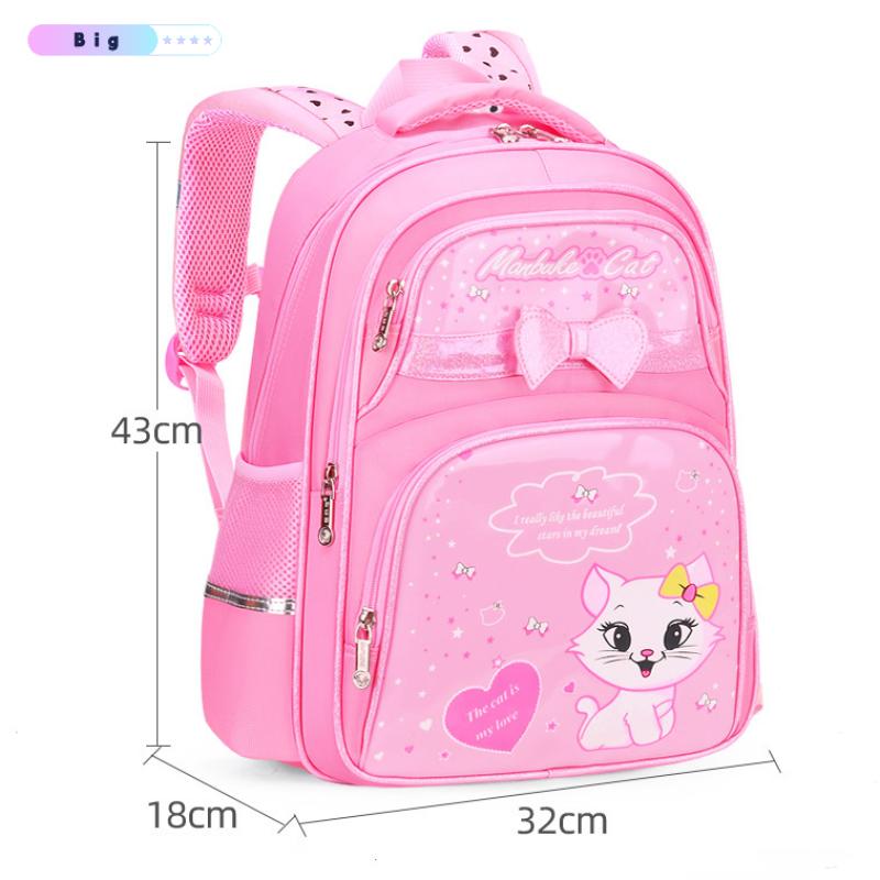 New PU Leather School Bag Korean Fashion Girls Backpack Cute Cat Orthopedic Waterproof Backpack