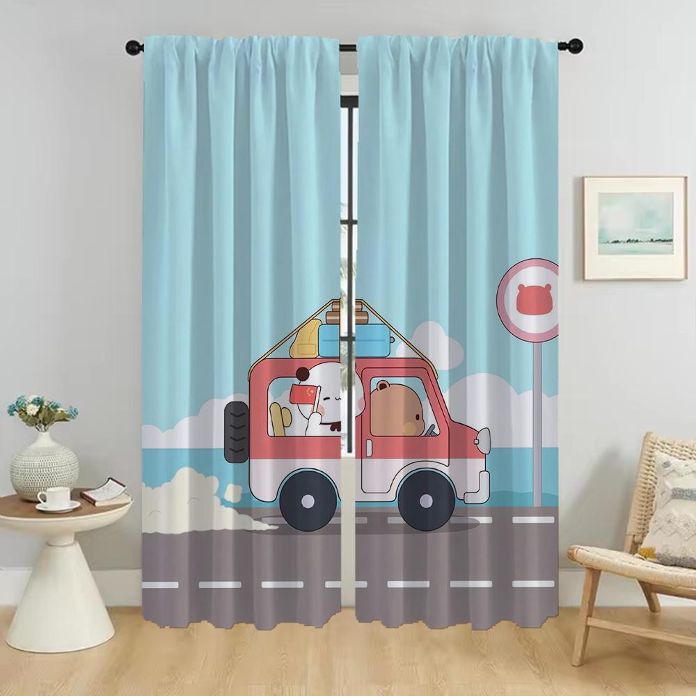 Set Of 2 Elegant Curtains Bubu Dudu Living Room Curtain Partition Tulle Bedroom Shades Kitchen Light Blocking For Great Made Polyester