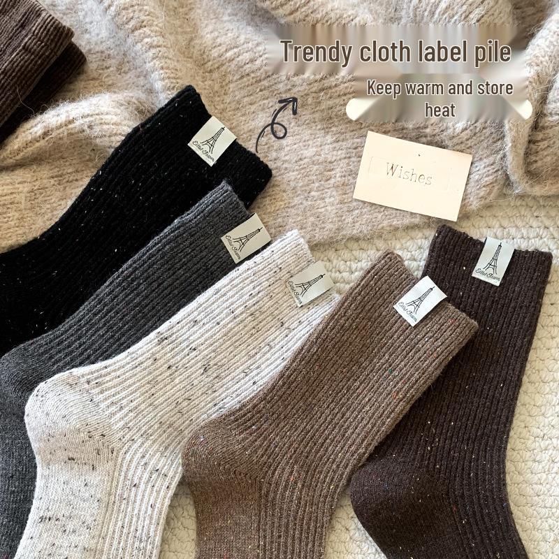 Women's Thickened Mid-Calf Cashmere Wool Socks - Warm Winter Dot Pattern