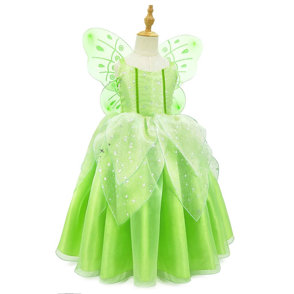 Tinker Bell Dress Girls 140 Cm Halloween Carnival Costume Polyester Green