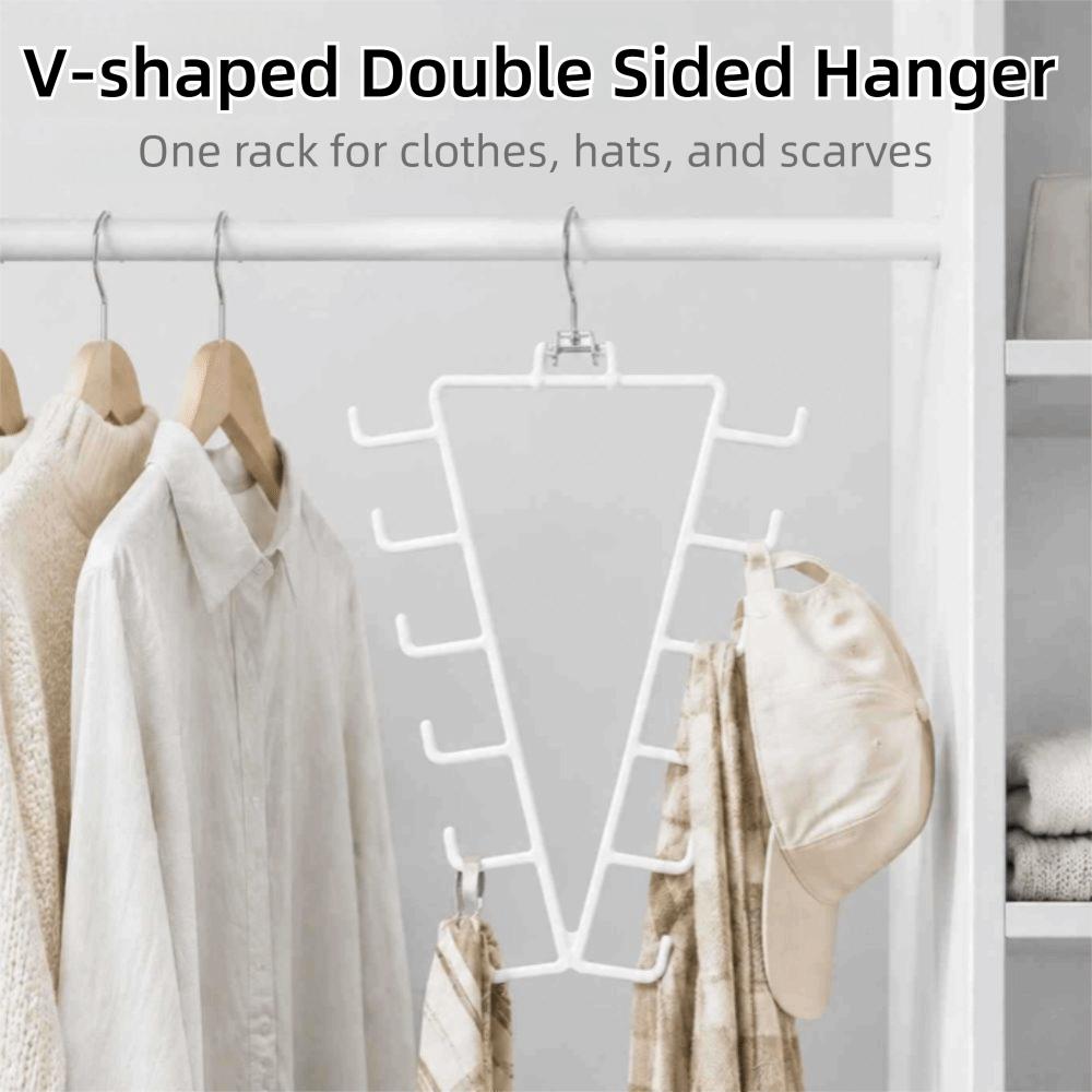 Space Saving Double Sided Hanger Metal Hat Rack Durable V Shaped Hanger  for Wardrobe