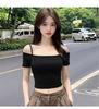 Summer New Suspender Slim Off-shoulder Short-sleeved T-shirt Female Sexy Spice Short One-word Shoulder Beautiful Top