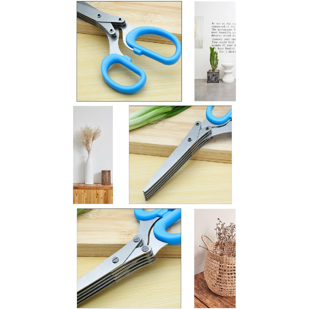 Kitchen Crushing Chopped Green Onion Multi-functional Stainless Steel Five-layer Crushing Scissors