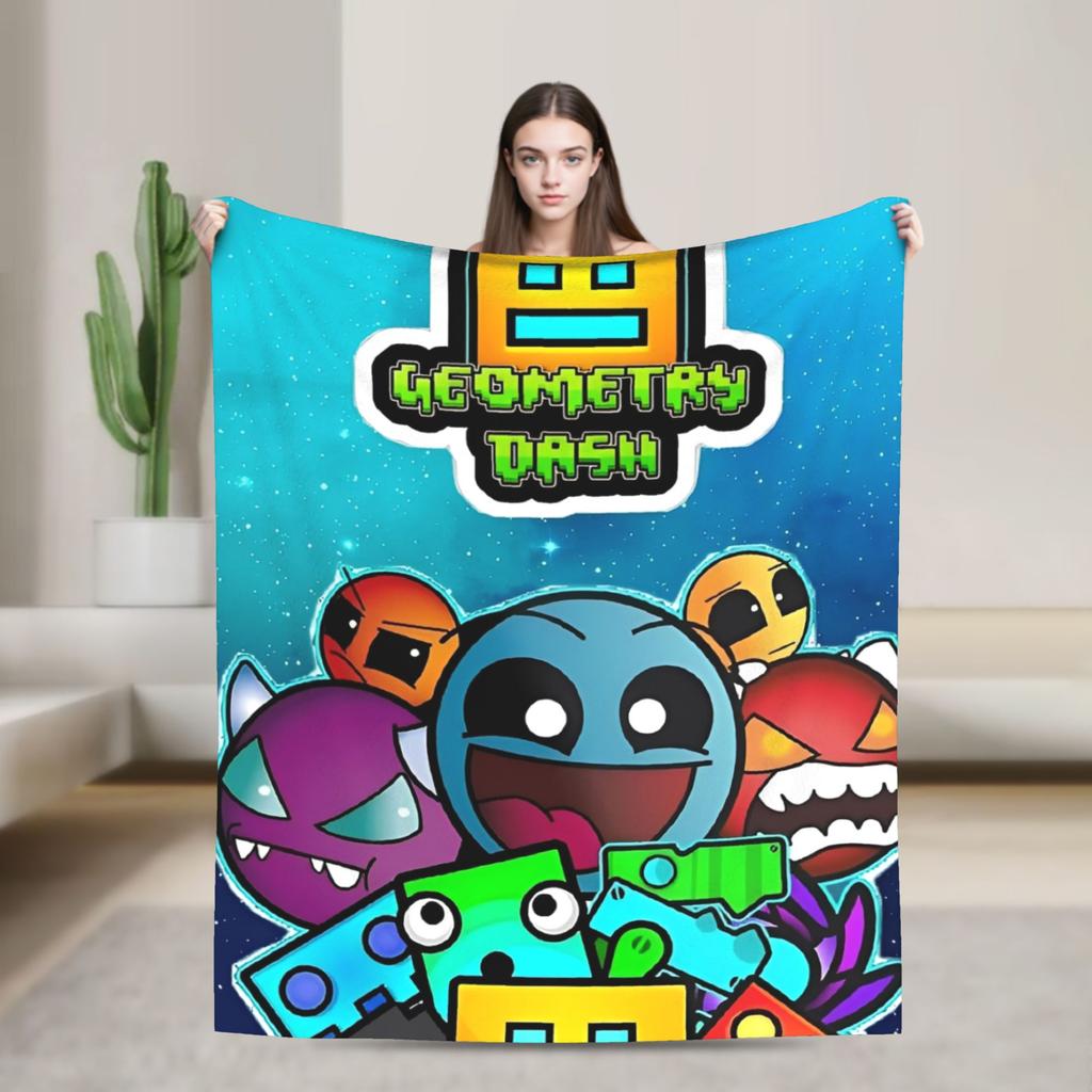 Geometry Gaming Dashed Flannel Blanket  Soft Warm Throw Blanket for Living Room Travel Office Novelty Bedspread Sofa Bed Cover