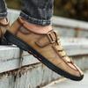 Fashion Men Genuine Leather Casual Shoes Classic Outdoor Antiskid Outdoor Shoe Antiskid Wear-Resistant Vulcanized Shoe Comfy Casual Lace