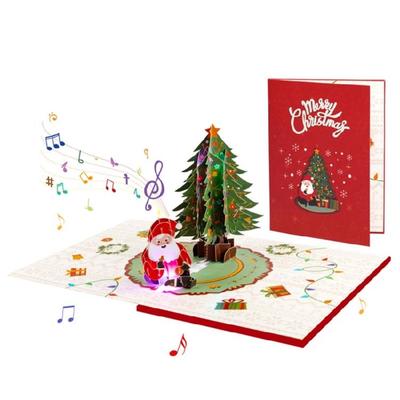 Christmas Music Greeting Card with Lights LED Light and Music Blessing Card Unique Holiday Postcard for Women Men