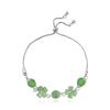 Lucky Four-Leaf Clover Adjustable Green Cat's Eye Bracelet for Women (Mori Style)