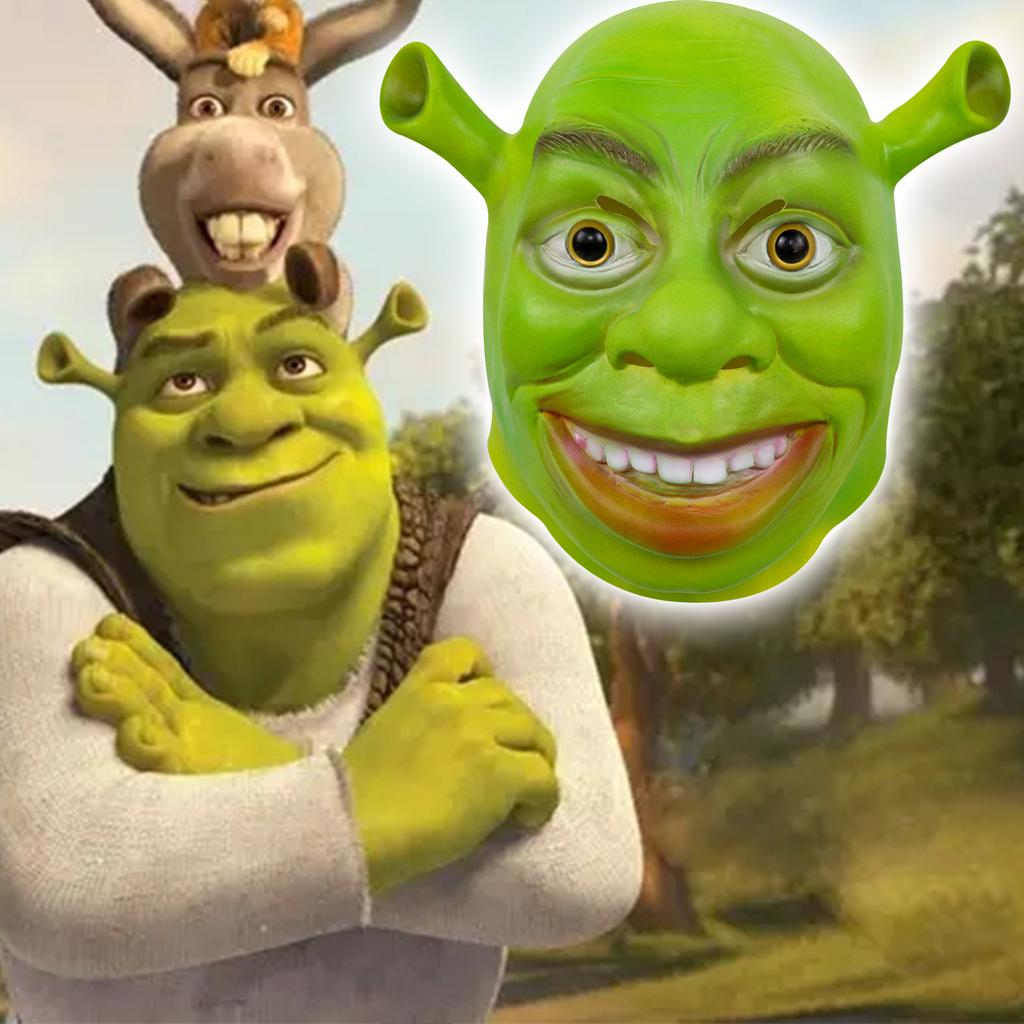 New Halloween latex Shrek mask, perfect for costume parties, movie-themed events, and fun pranks