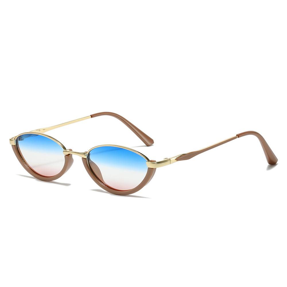 

High Quality New Half Frame Gradient Cat Eye Women Sunglasses Y2K Customized Design Sunscreen Men Gafas de sol UV400 as picture