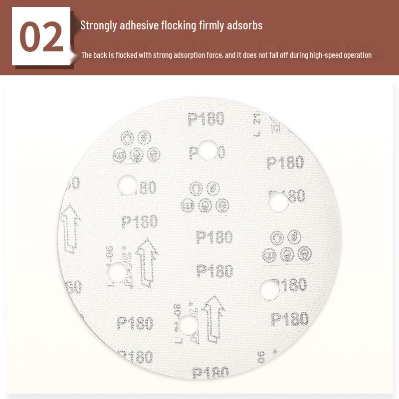9-Inch Self-Adhesive Flocked Sandpaper Discs: 6-Hole Dry Sand Putty Polishing with Backing Cloth