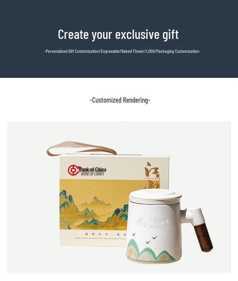 Ceramic Office Mug Set - Employee Souvenir with Logo for Annual Business Meetings and Corporate Gifts