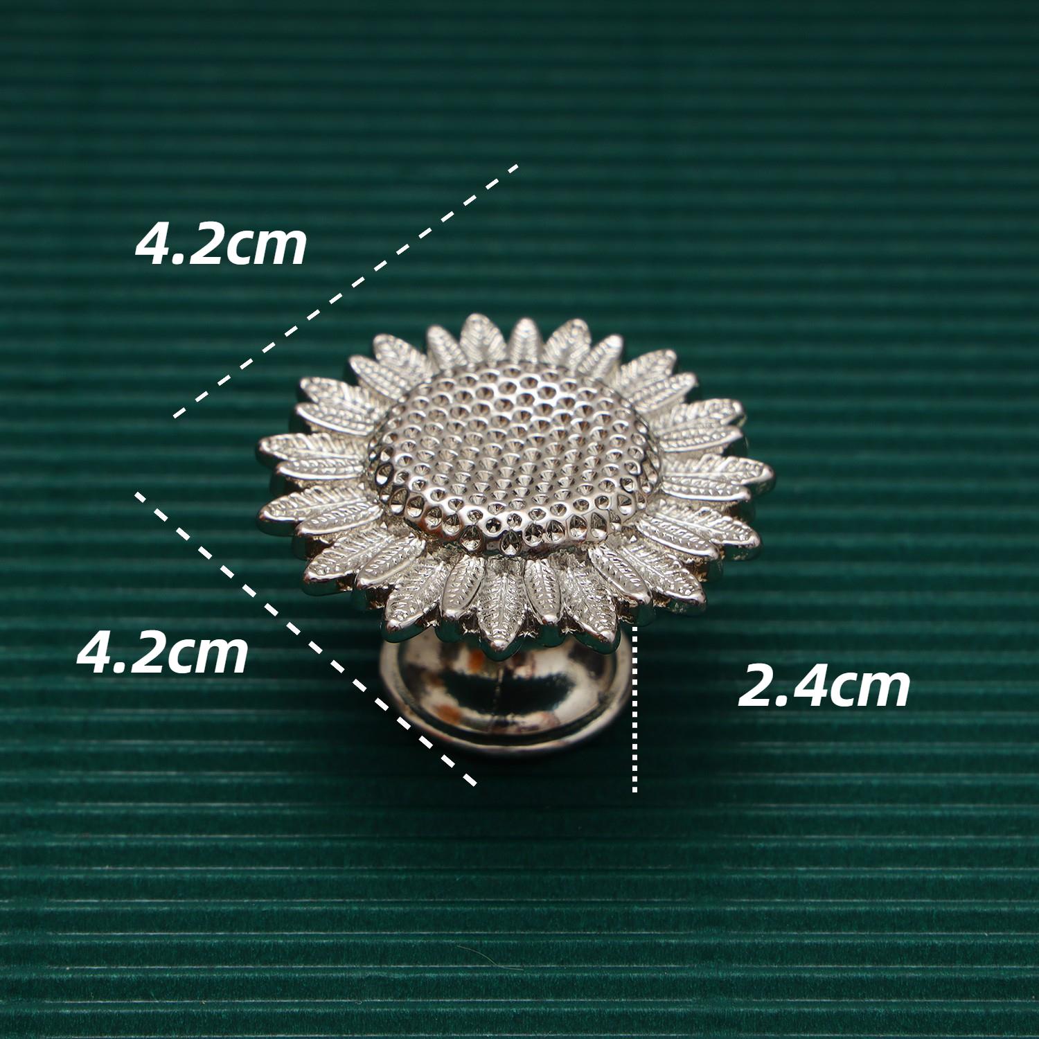 

Серебряные ручки для ящиков из цинкового сплава, ручки для кухонного шкафа, мебельные ручки, креативные мебельные ручки для шкафов и ящиков Sunflower