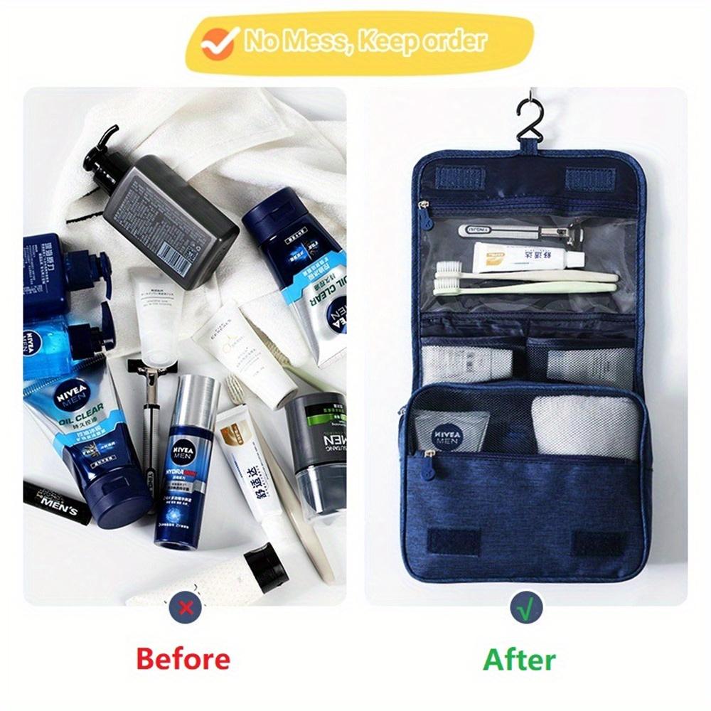Beauty case portatile con gancio per appendere, impermeabile, borsa porta cosmetici da bagno per donna, grande capacità, astuccio per il trucco da viaggio per uomo.