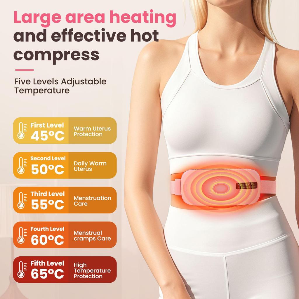 Women's Rechargeable Menstrual Warm Palace Belt with Massaging Heat and Digital Display
