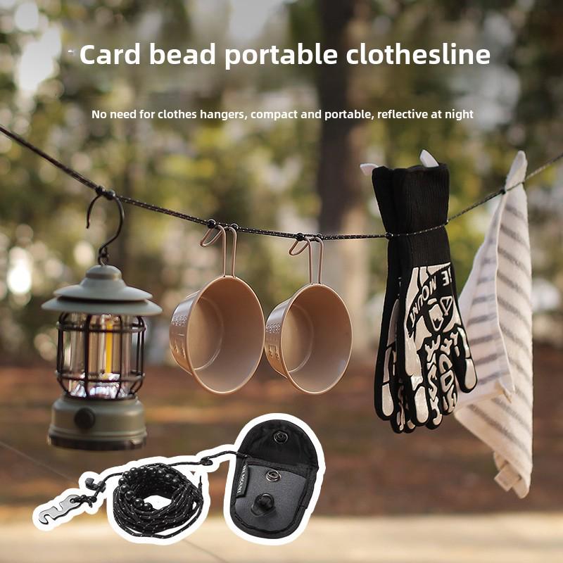 ISE MOUNT 3m Reflective Windproof Adjustable Outdoor Clothesline with Bead Design