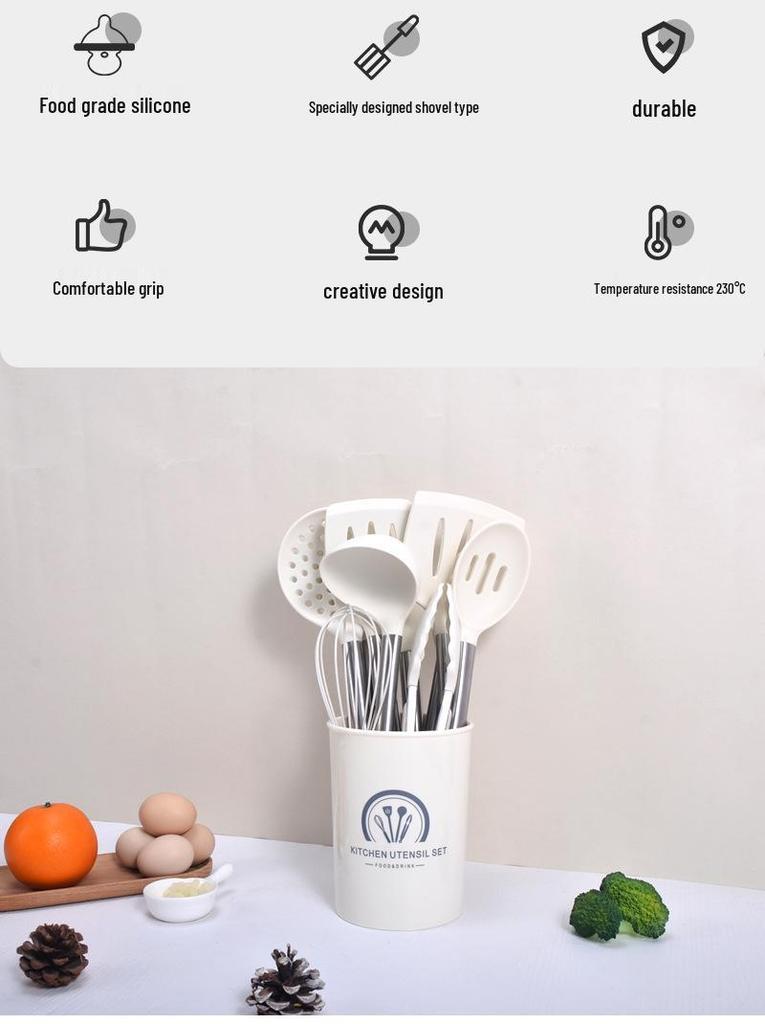33-Piece High-Temp Resistant Silicone Utensil Set with Non-Stick Spatula & Stainless Steel Cutlery