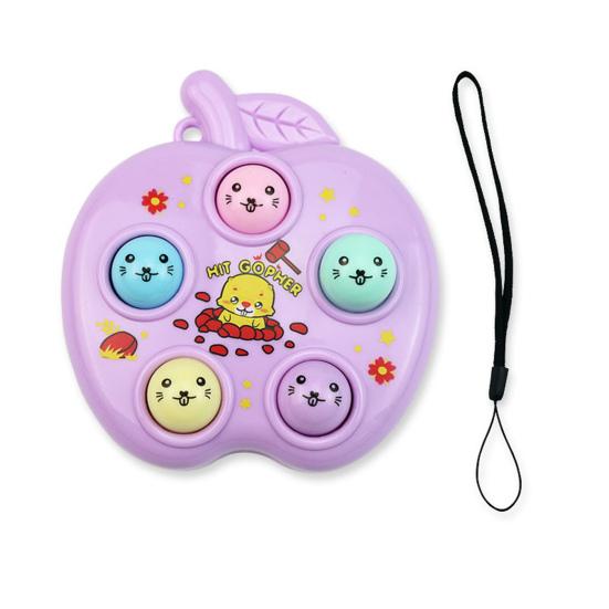 Game Console Pendant with Lanyard Lovely Colorful Cartoon Print Nostalgic Hand-brain Coordination Fidget Toy Whack-a-mole Key Ring Mini Decompression