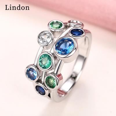 Lindon Classic Copper Alloy Zirkonový prsten Dámské šperky Svatební slib Party dárek