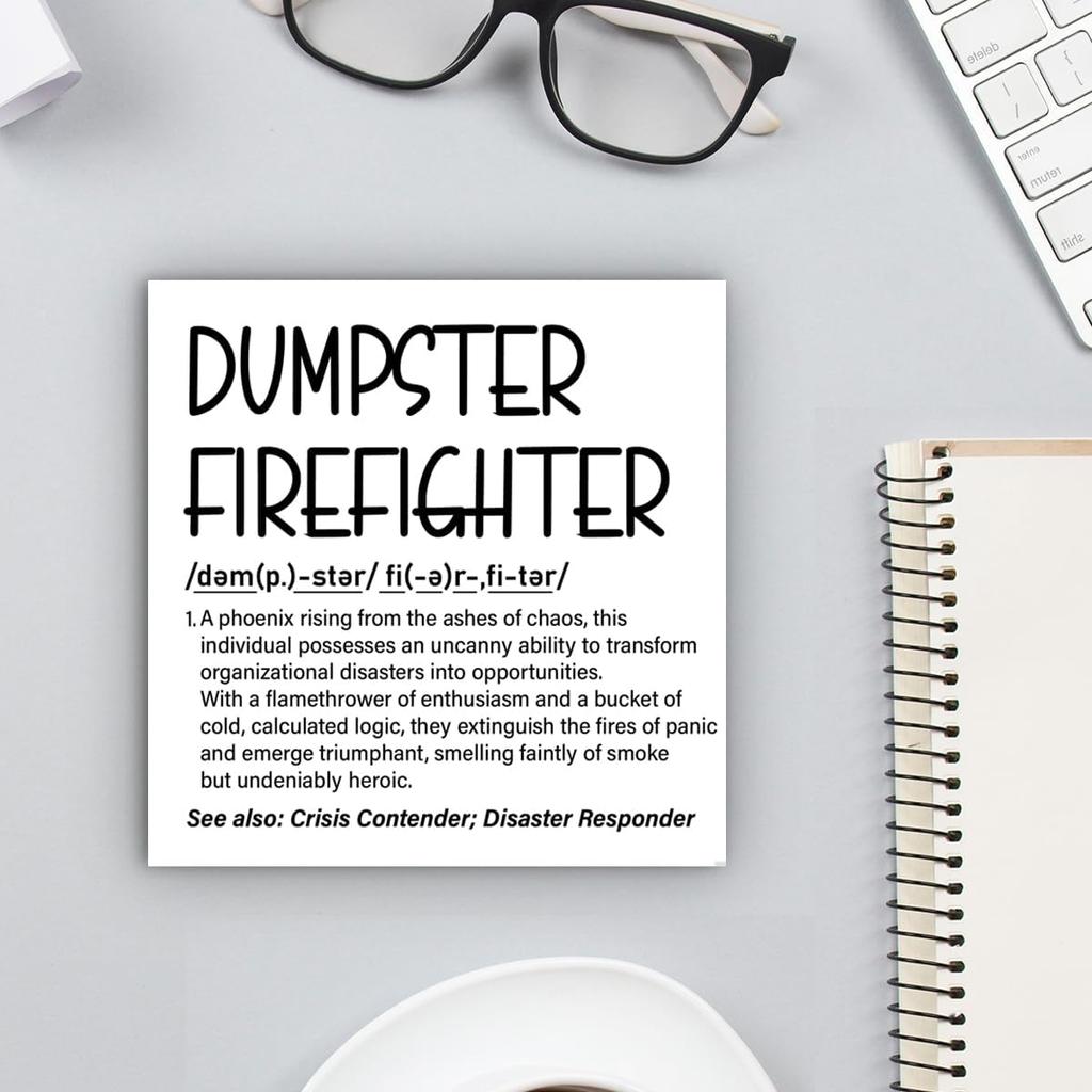 Funny Office Decor Dumpster Firefighter Wood Block Box Sign Office Desk Shelf Decor, Funny Coworker Boss Gifts