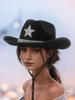 Pălărie Cowboy Western cu Stele cu Strasuri: Pălărie Jazz Unisex cu Bor Lat pentru Petreceri pe Plajă