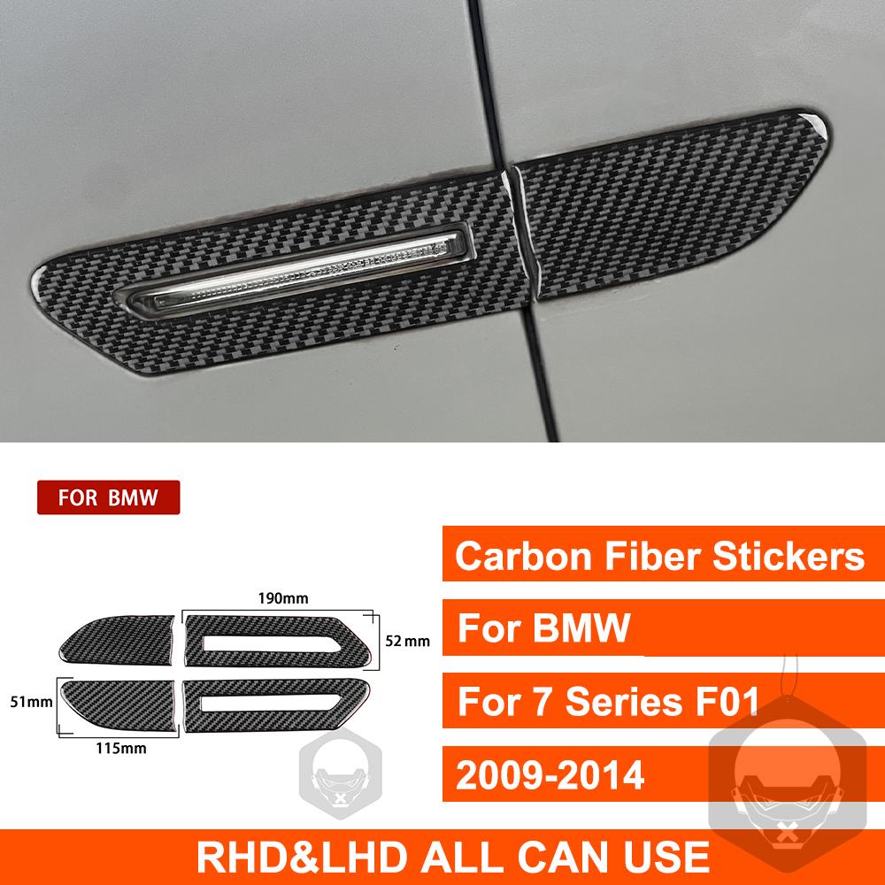 Air Knife Edge Lamp Door Exterior Decoration Real Carbon Fiber Sticker Cover Trim For BMW 7 Series F01 2009-2014 Car