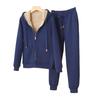 2Pcs/Set Long Sleeves Zipper Closure Elastic Waist Multi Pockets Fleece Lining Women Tracksuit