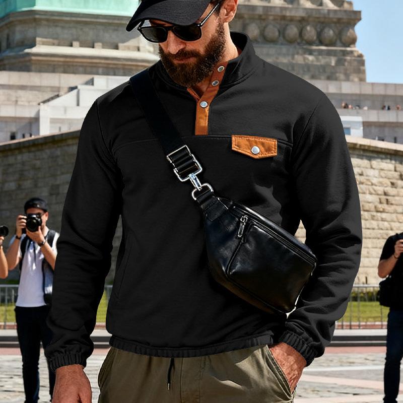 2025 New Autumn and Winter Fashionable and Versatile Simple Solid Color Men's Loose Sweatshirt